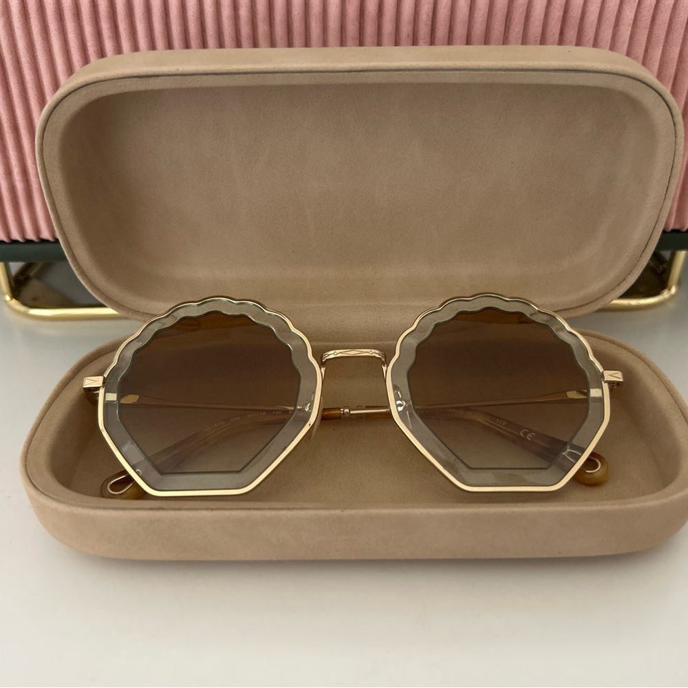 Chloe Gold and Brown Sunglasses